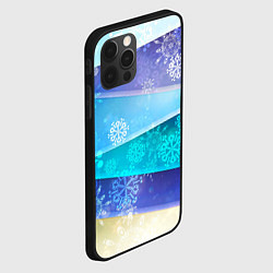 Чехол для iPhone 12 Pro Абстрактный синий волнистый фон со снежинками, цвет: 3D-черный — фото 2