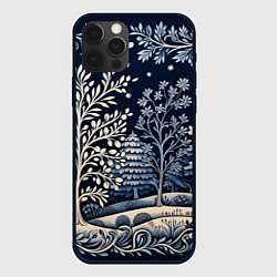 Чехол для iPhone 12 Pro Ледяные узоры нового года, цвет: 3D-черный