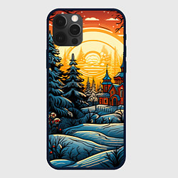 Чехол для iPhone 12 Pro Украшения зимы, цвет: 3D-черный