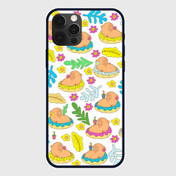 Чехол для iPhone 12 Pro Капибары на отдыхе, цвет: 3D-черный