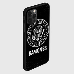 Чехол для iPhone 12 Pro Ramones glitch на темном фоне, цвет: 3D-черный — фото 2