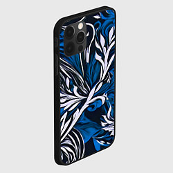 Чехол для iPhone 12 Pro Синий и белый узор на чёрном фоне, цвет: 3D-черный — фото 2