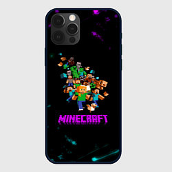 Чехол для iPhone 12 Pro Minecraft neon краски, цвет: 3D-черный