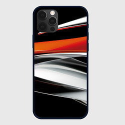 Чехол для iPhone 12 Pro Оранжевая и металлическая абстракция, цвет: 3D-черный