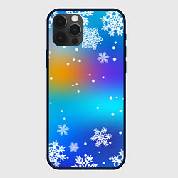 Чехол для iPhone 12 Pro Снегопад на Новый год, цвет: 3D-черный