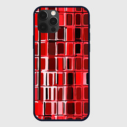 Чехол для iPhone 12 Pro Красные прямоугольники, цвет: 3D-черный