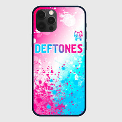 Чехол для iPhone 12 Pro Deftones neon gradient style посередине, цвет: 3D-черный