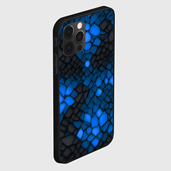 Чехол для iPhone 12 Pro Синий трескающийся камень, цвет: 3D-черный — фото 2