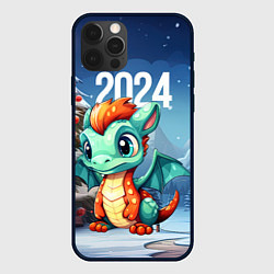 Чехол для iPhone 12 Pro Милый новогодний дракон 2024, цвет: 3D-черный