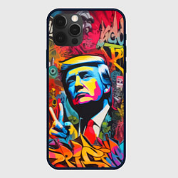Чехол для iPhone 12 Pro Дональд Трамп - граффити - нейросеть, цвет: 3D-черный
