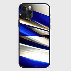 Чехол для iPhone 12 Pro Blue white abstract, цвет: 3D-черный