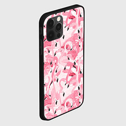 Чехол для iPhone 12 Pro Стая розовых фламинго, цвет: 3D-черный — фото 2