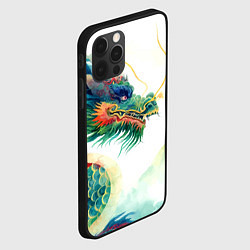 Чехол для iPhone 12 Pro Japanese dragon - watercolor art, цвет: 3D-черный — фото 2