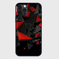 Чехол для iPhone 12 Pro Черные и красные треугольные частицы, цвет: 3D-черный