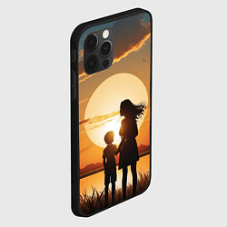 Чехол для iPhone 12 Pro Мать и дитя на закате, цвет: 3D-черный — фото 2