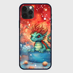 Чехол для iPhone 12 Pro Новогодний маленький дракон символ 2024, цвет: 3D-черный