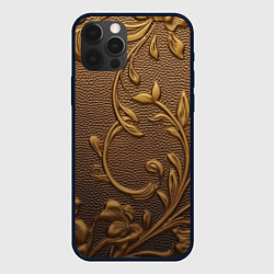 Чехол для iPhone 12 Pro Золотые объемные узоры абстракт, цвет: 3D-черный