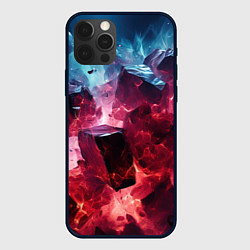 Чехол для iPhone 12 Pro Кубы в красном и фиолетовом дыме, цвет: 3D-черный