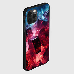 Чехол для iPhone 12 Pro Кубы в красном и фиолетовом дыме, цвет: 3D-черный — фото 2