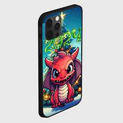 Чехол для iPhone 12 Pro Красный злой дракошка, цвет: 3D-черный — фото 2