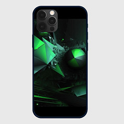Чехол для iPhone 12 Pro Геометрическая текстурная зеленая абстракция, цвет: 3D-черный