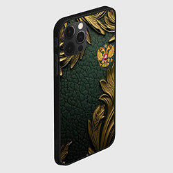 Чехол для iPhone 12 Pro Золотые узоры и герб России, цвет: 3D-черный — фото 2