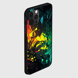 Чехол для iPhone 12 Pro Яркие разноцветные абстрактные листья, цвет: 3D-черный — фото 2