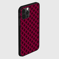 Чехол для iPhone 12 Pro Паттерн узоры тёмно-розовый, цвет: 3D-черный — фото 2