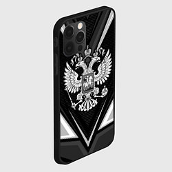 Чехол для iPhone 12 Pro Герб России- черно-белый, цвет: 3D-черный — фото 2