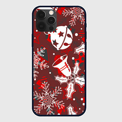 Чехол для iPhone 12 Pro Рождественские узоры паттерны, цвет: 3D-черный