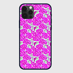 Чехол для iPhone 12 Pro Розовая гжель, цвет: 3D-черный