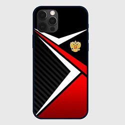 Чехол для iPhone 12 Pro Russia - black and red, цвет: 3D-черный