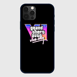Чехол для iPhone 12 Pro Gta 6 vice city logo, цвет: 3D-черный