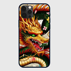 Чехол для iPhone 12 Pro Морда японского дракона - ирезуми, цвет: 3D-черный