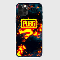 Чехол для iPhone 12 Pro PUBG огненое лого, цвет: 3D-черный