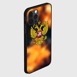 Чехол для iPhone 12 Pro Герб РФ градиент огня, цвет: 3D-черный — фото 2