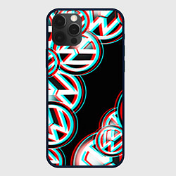 Чехол для iPhone 12 Pro Volkswagen glitch pattern, цвет: 3D-черный