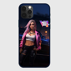 Чехол для iPhone 12 Pro GTA 6 девушка у машины, цвет: 3D-черный