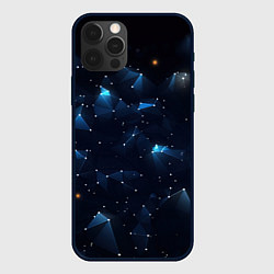 Чехол для iPhone 12 Pro Синяя геометрическая абстракция, цвет: 3D-черный