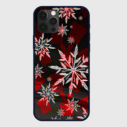 Чехол для iPhone 12 Pro Рождественские снежинки, цвет: 3D-черный
