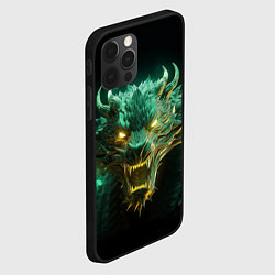 Чехол для iPhone 12 Pro Зеленая голова дракона неон 2024, цвет: 3D-черный — фото 2