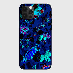 Чехол для iPhone 12 Pro Рождественские паттерны узоры, цвет: 3D-черный