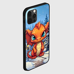 Чехол для iPhone 12 Pro Новогодний оранжевый дракон, цвет: 3D-черный — фото 2