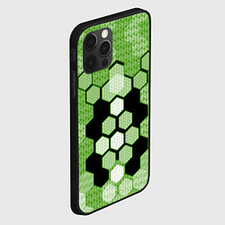 Чехол для iPhone 12 Pro Зелёная кибер броня hexagons, цвет: 3D-черный — фото 2