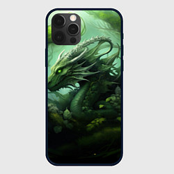 Чехол для iPhone 12 Pro Яркий зеленый дракон 2024, цвет: 3D-черный