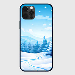 Чехол для iPhone 12 Pro Снежный лес, цвет: 3D-черный