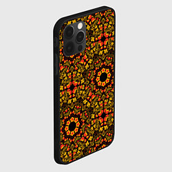 Чехол для iPhone 12 Pro Хохломская роспись круги из цветов и ягод, цвет: 3D-черный — фото 2