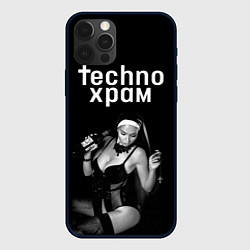 Чехол для iPhone 12 Pro Techno храм монашка с бутылкой, цвет: 3D-черный