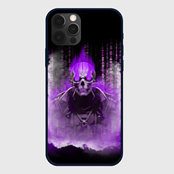 Чехол для iPhone 12 Pro Фиолетовый скелет в дыму, цвет: 3D-черный