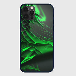 Чехол для iPhone 12 Pro Зелёная сеть на чёрном фоне, цвет: 3D-черный